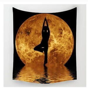 Yoga Moon Wall Hanging Boho Decor 50x58" Fabric Mural Tapestry